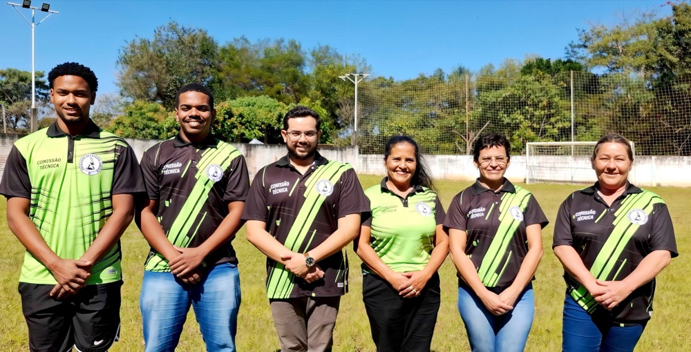 Integrantes da direção e da comissão técnica da Escolinha. Gabriel Pereira (Batata), David Santos, Felipe Delfino, Crist